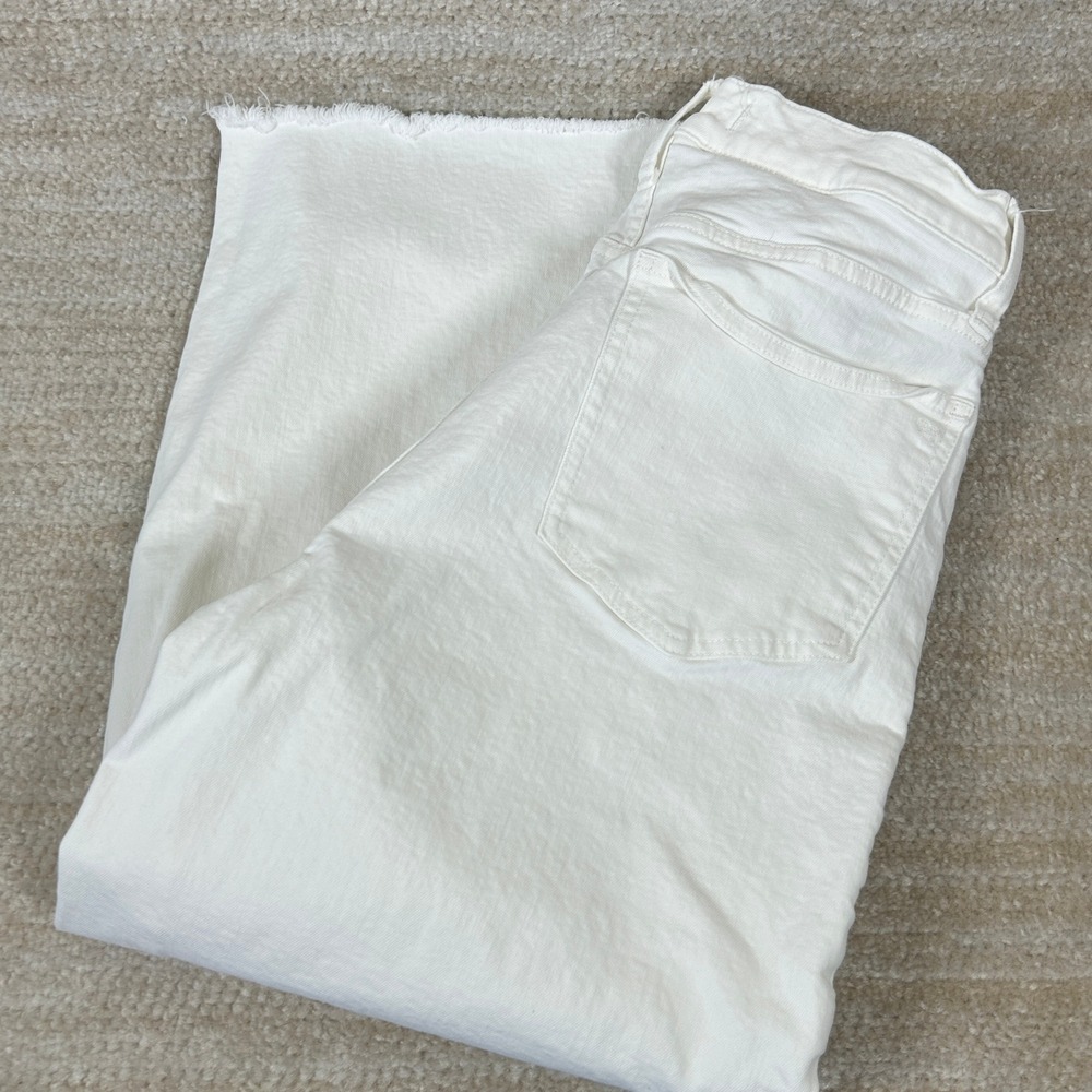 Madewell Womens Boho The Perfect Vintage Wide-Leg Capri Jean White 28T Raw Hem